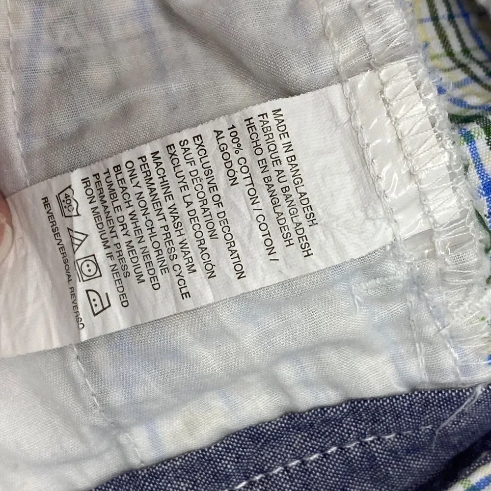 IZOD Mens Golf Shorts Blue Green Yellow Check Bermuda Pockets Size‎ 40